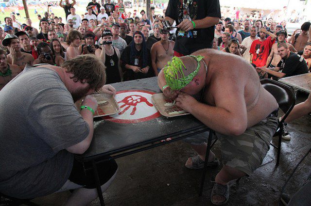 During the wasabi snorting contest